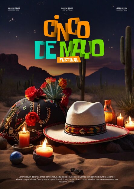 PSD desenho de cartaz de cinco demayo