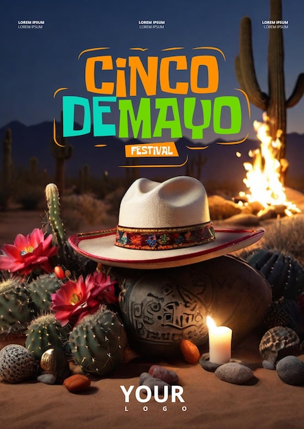 PSD desenho de cartaz de cinco demayo