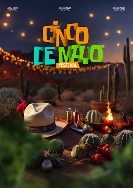 PSD desenho de cartaz de cinco demayo