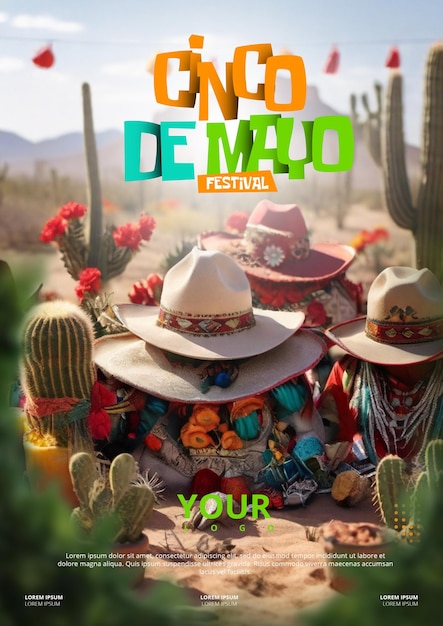 PSD desenho de cartaz de cinco demayo