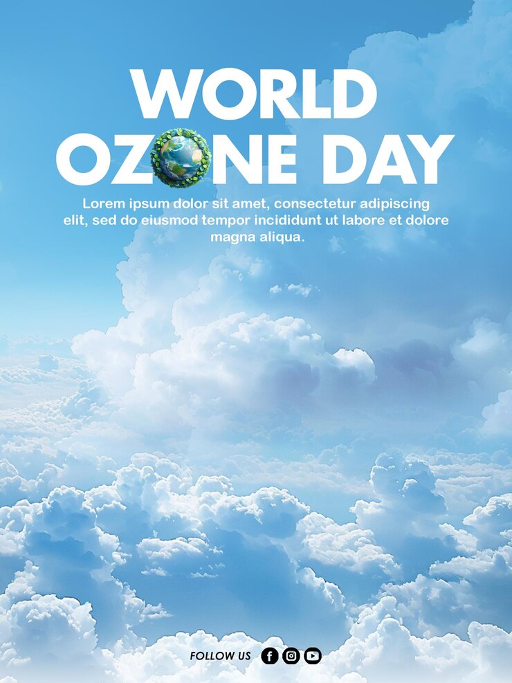 PSD desenho de cartaz do dia mundial do ozônio com fundo do dia mundial do ozônio