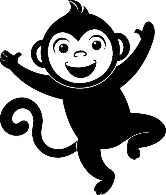 Desenho de clipart de estêncil de macaco preto adorável