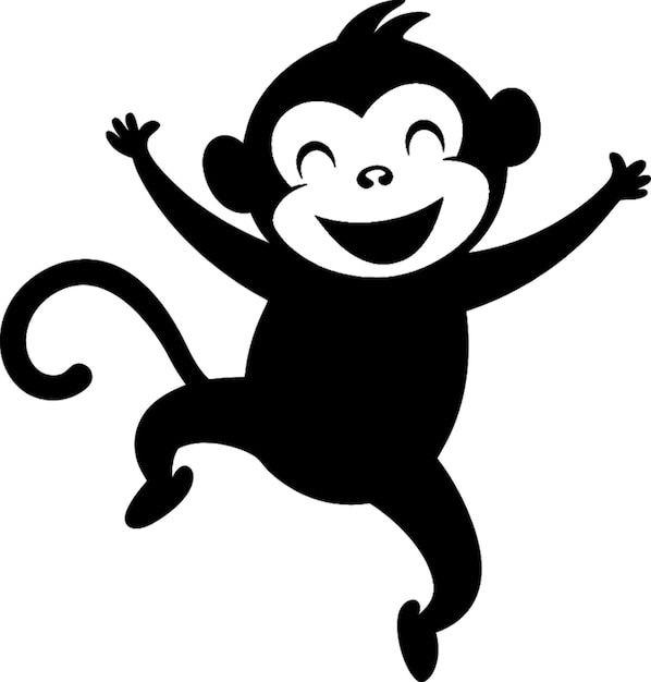 Desenho de clipart de estêncil de macaco preto adorável