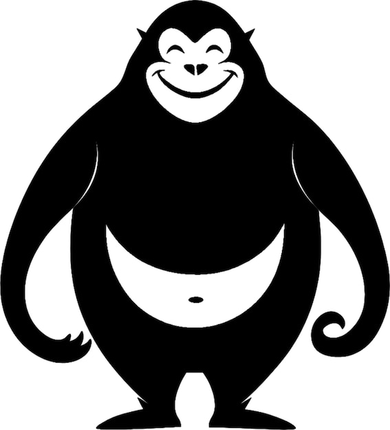 Desenho de clipart de estêncil de macaco preto adorável