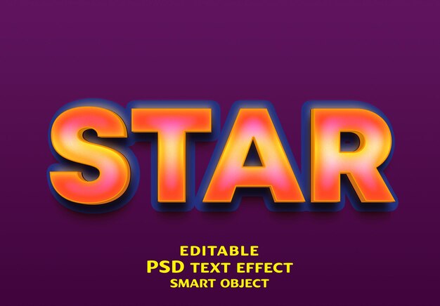 Desenho de efeito de texto em estrela 3D