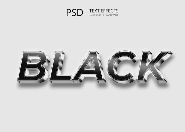 Desenho de efeito de texto preto prateado