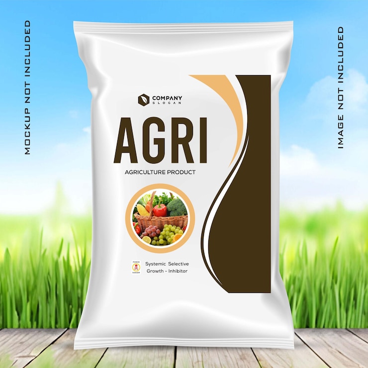 PSD desenho de embalagem de sacos para produtos agrícolas