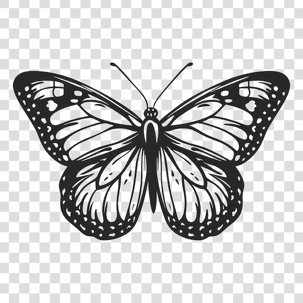 Desenho de estêncil de borboleta ilustrada em PNG