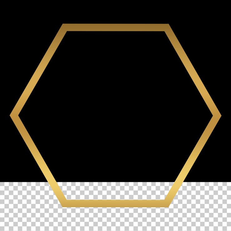 PSD desenho de forma de hexágono dourado de luxo modelo de design de botão de hexágono dourado de forma png transparente