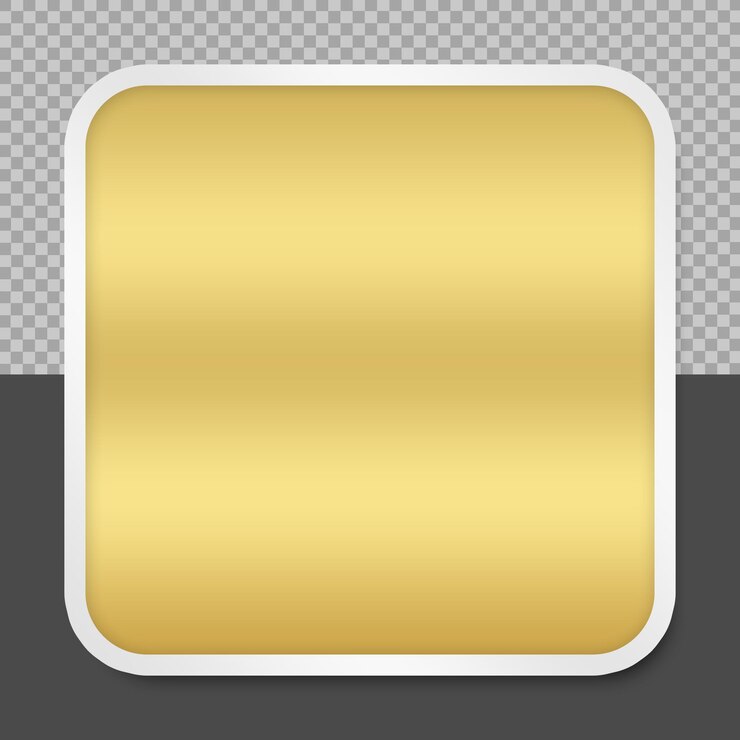 PSD desenho de forma quadrada dourada de luxo, forma vetorial transparente, padrão de desenho dourado quadrado, botão dourado