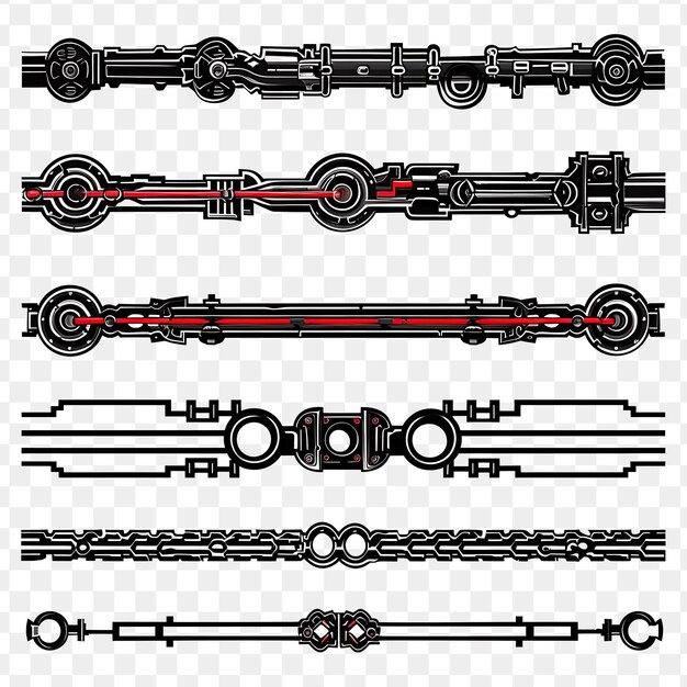 PSD desenho de fronteiras industriais com metal e decoração de tubos linha de tatuagem ideias de arte de tinta conceito cnc