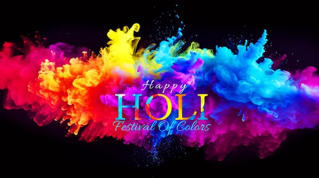 PSD desenho de fundo colorido de happy holi para a celebração do festival de cores da índia