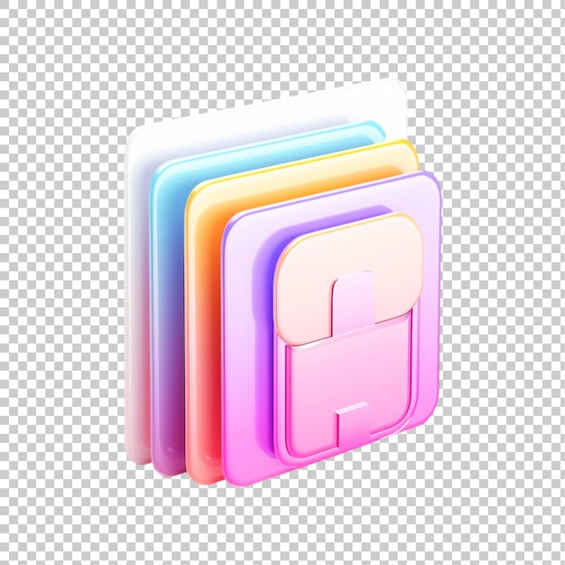 Desenho de ícone de pasta 3D em fundo transparente