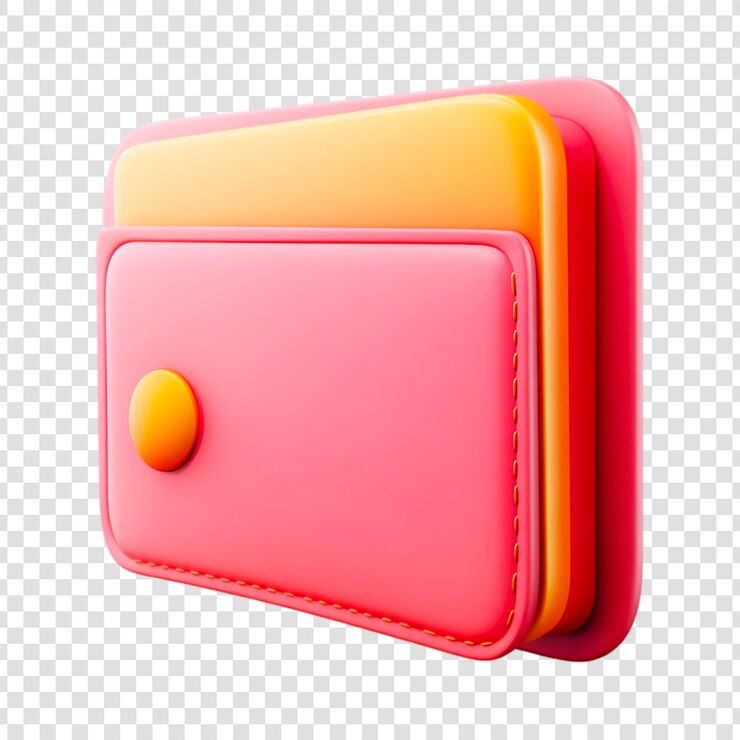 PSD desenho de ilustração de carteira 3d rosa e laranja estilo de desenho animado de arte digital elemento de design gráfico