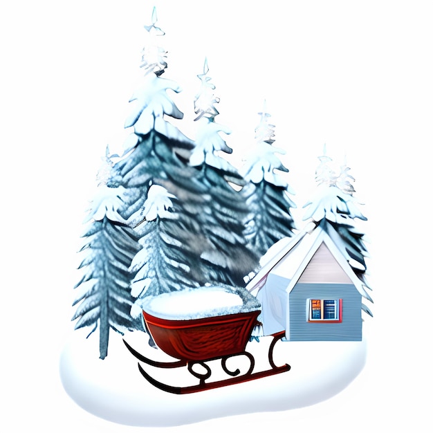 PSD desenho de ilustração de cenas de inverno para a festa de natal