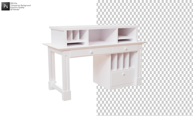 PSD desenho de ilustração de mesa de estudo 3d