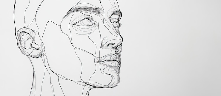 PSD desenho de linha abstrata de um rosto