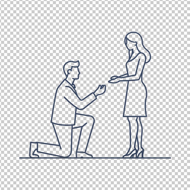 PSD desenho de linha contínua retrato de casal de casamento romântico ilustração vetorial