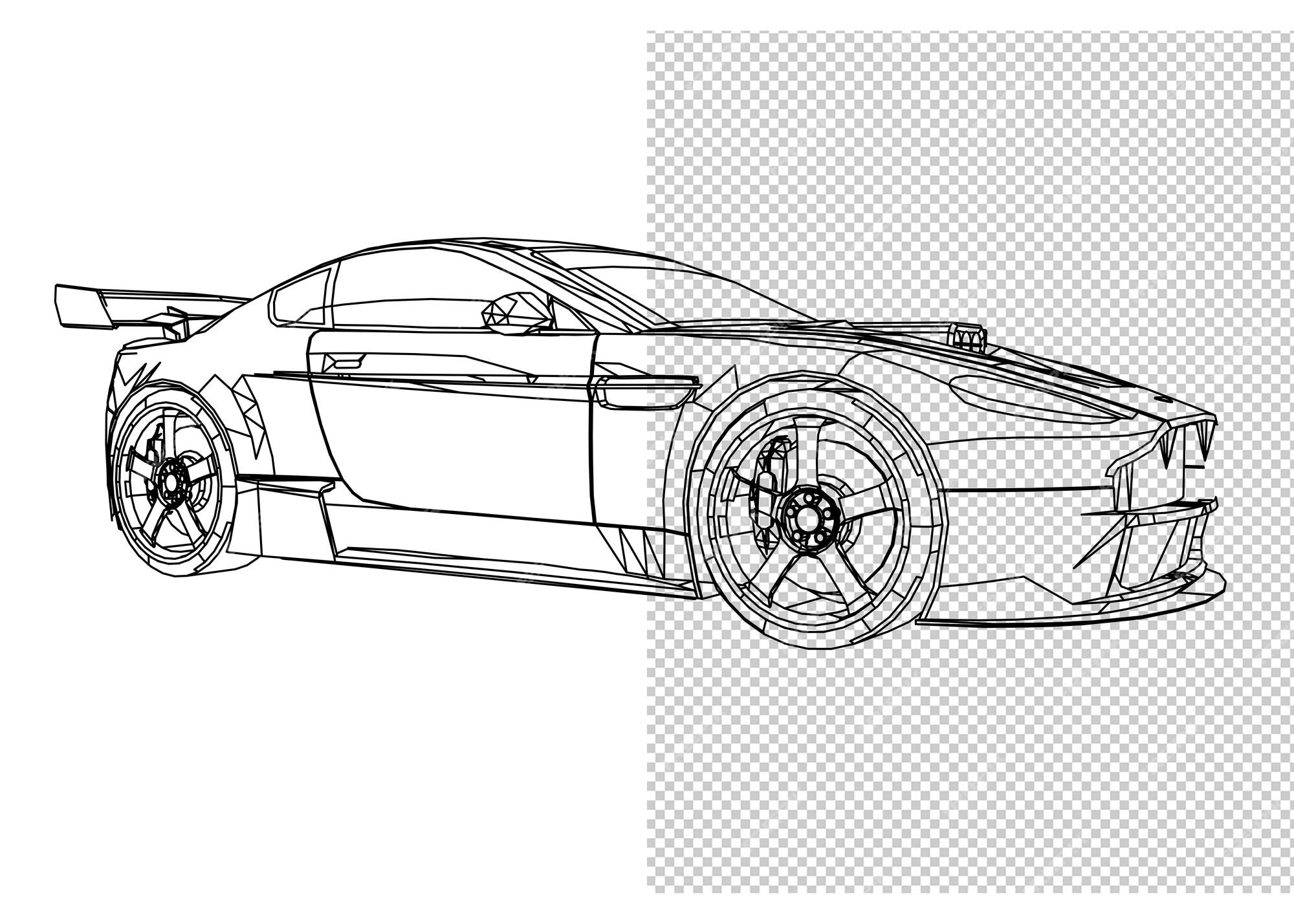 Esboço desenhado de mão do motor do carro, Vetor Premium