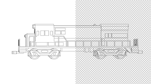 PSD desenho de mão de carro e esboço preto e branco.