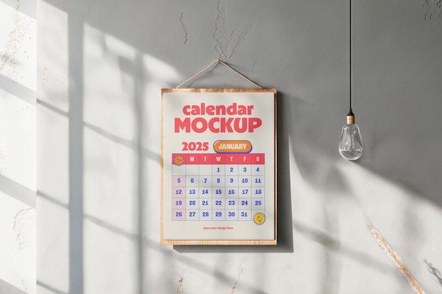 Desenho de maquete de calendário de quadro minimalista