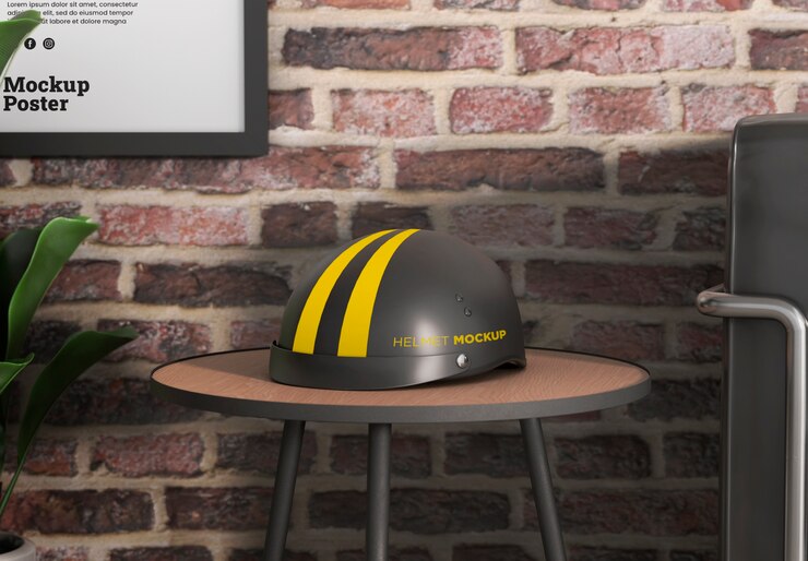 PSD desenho de maquete de capacete de motocicleta
