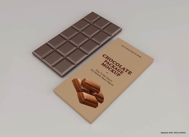 Desenho de maquete de embalagem de barra de chocolate isolado