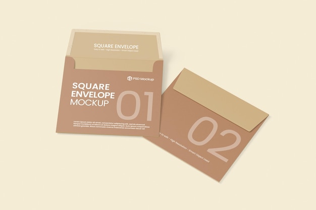 Desenho de maquete de envelope quadrado
