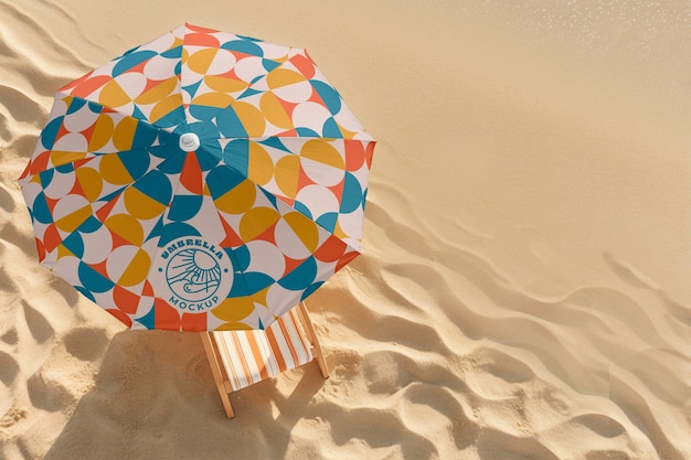PSD desenho de maquete de guarda-chuva de praia