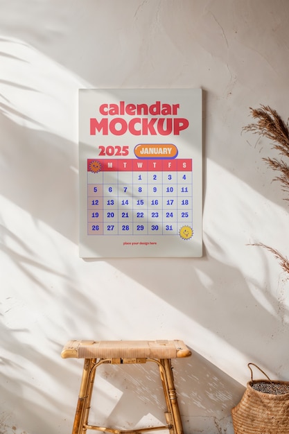 Desenho de maquete de luz solar sobre o calendário