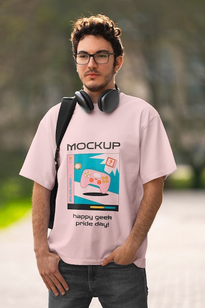 Desenho de maquete de moda para o dia do orgulho dos nerds