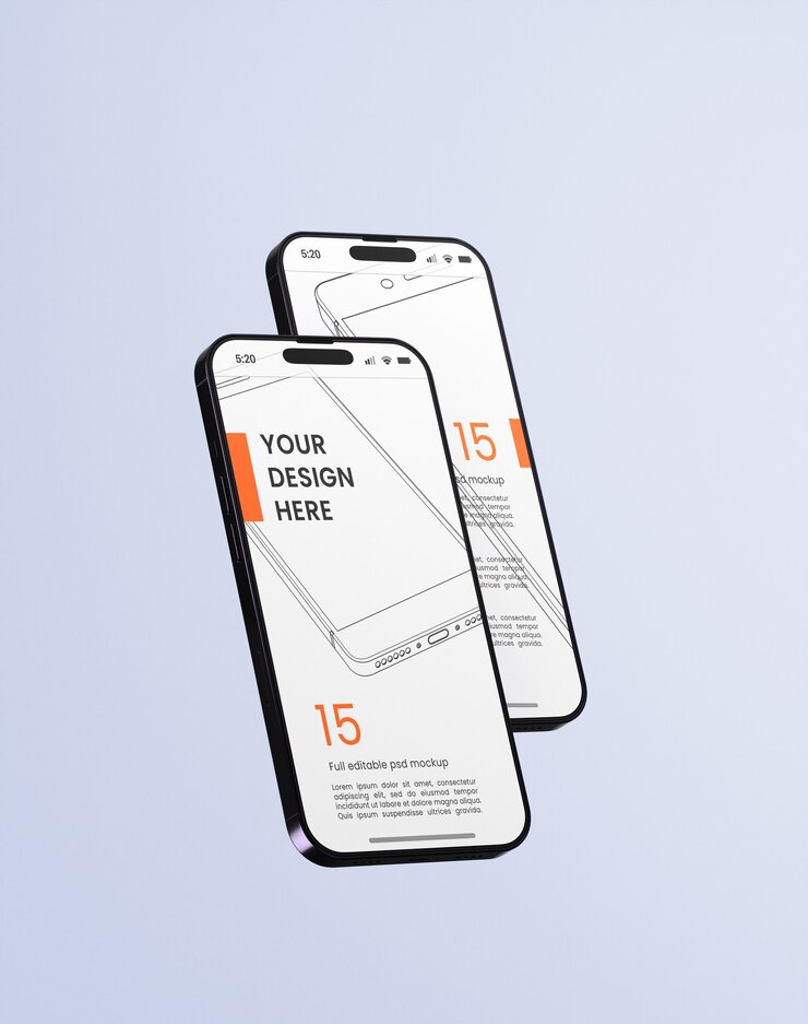 PSD desenho de maquete de tela de smartphone