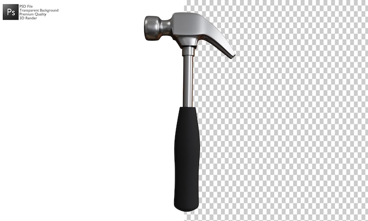 PSD desenho de martelo 3d isolado no branco
