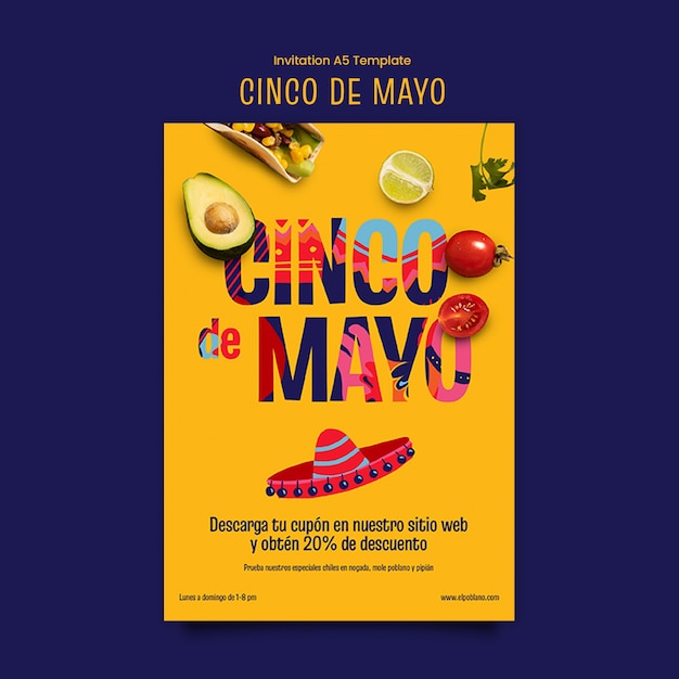 PSD desenho de modelo cinco de mayo