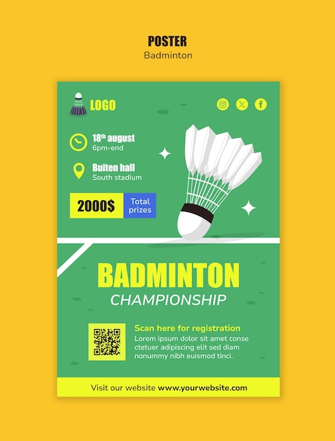 PSD desenho de modelo de badminton