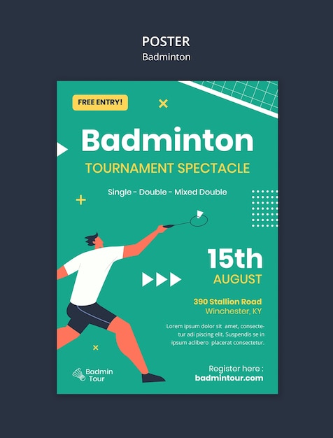 PSD desenho de modelo de badminton