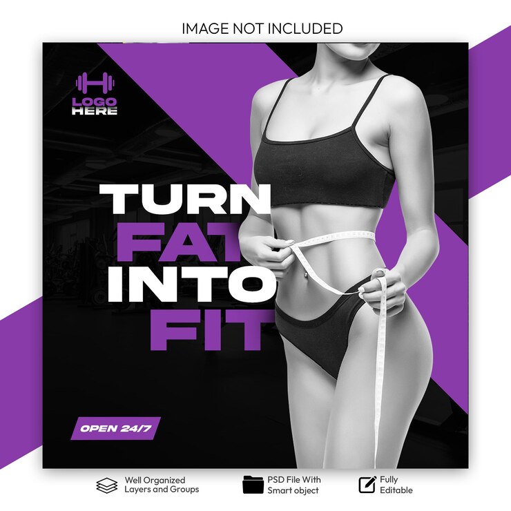 PSD desenho de modelo de banner de mídia social de ginásio e fitness
