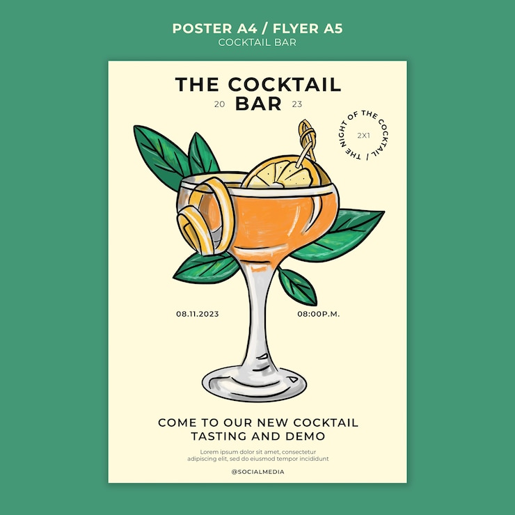 PSD desenho de modelo de bar de coquetel