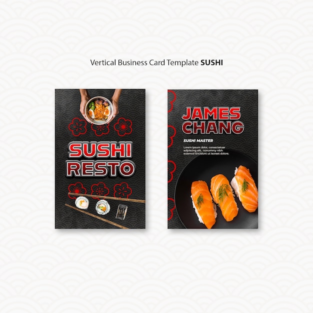Desenho de modelo de cartão de visita de sushi