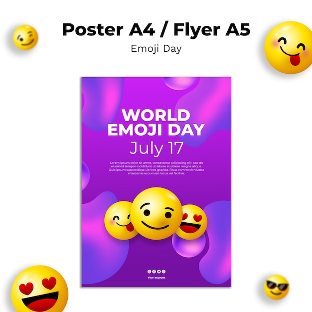 Desenho de modelo de cartaz do dia do Emoji