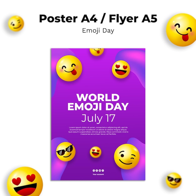 Desenho de modelo de cartaz do dia do Emoji
