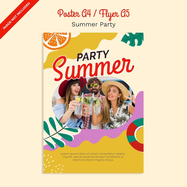 Desenho de modelo de cartaz vertical para festas de verão