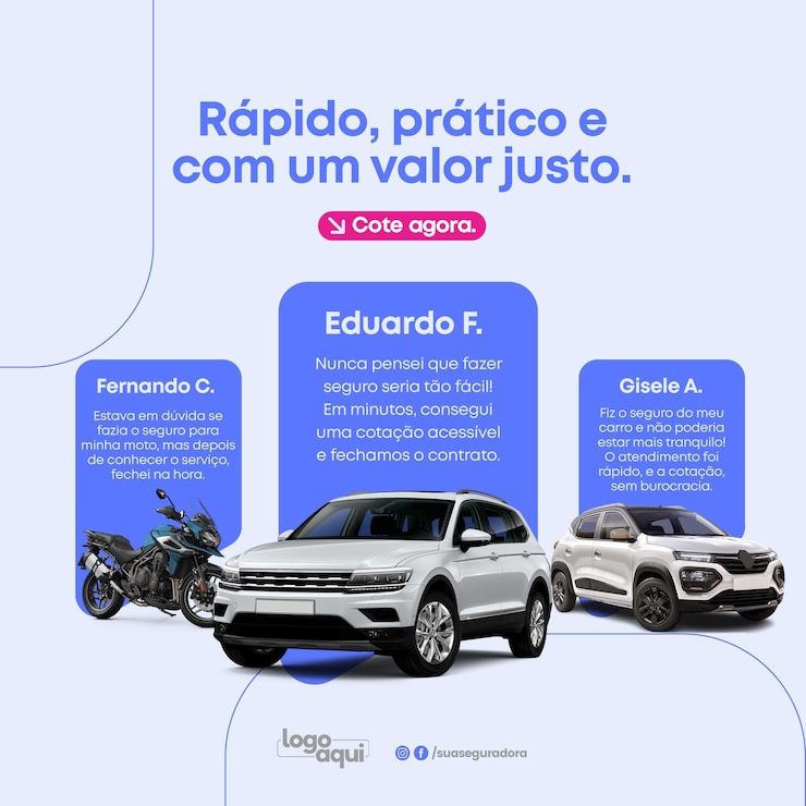 PSD desenho de modelo de companhia de seguros de automóveis em português