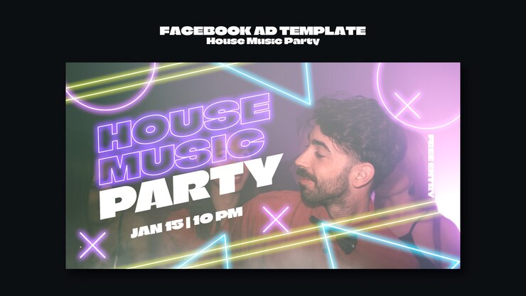 PSD desenho de modelo de festa de música house