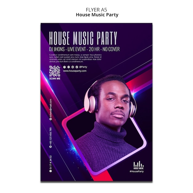 Desenho de modelo de festa de música house