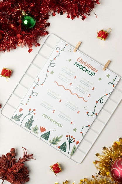 Desenho de modelo de menu de natal com decoração de natal