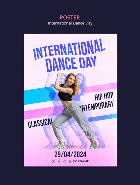 PSD desenho de modelo do dia internacional da dança