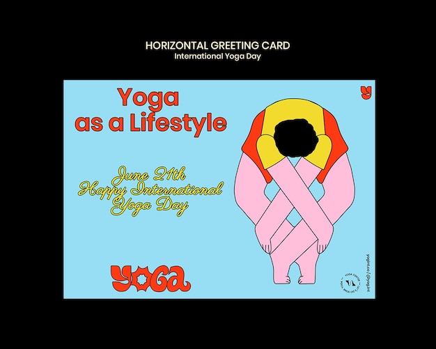 PSD desenho de modelo do dia internacional do yoga