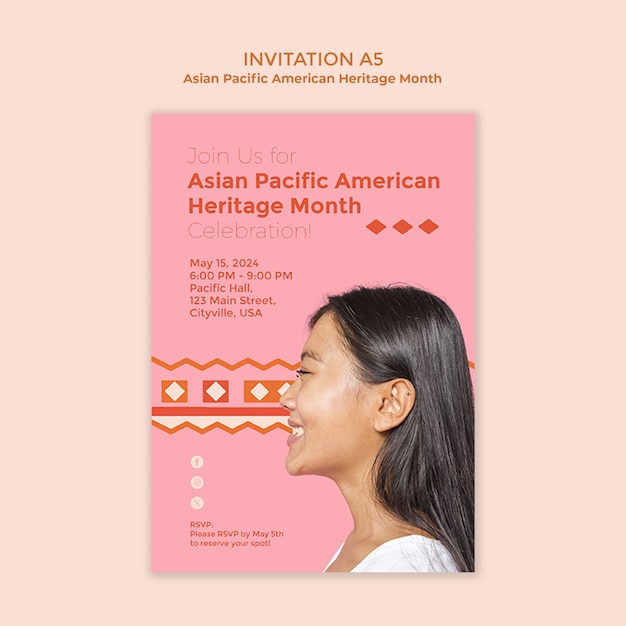 PSD desenho de modelo do mês do patrimônio asiático-pacífico americano