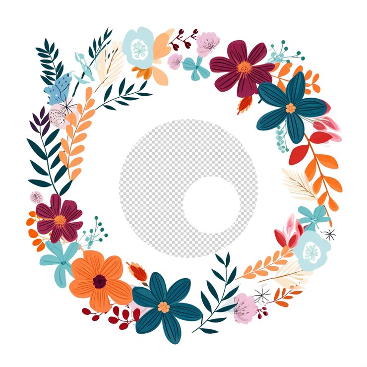 PSD desenho de moldura de coroa de flores isolado